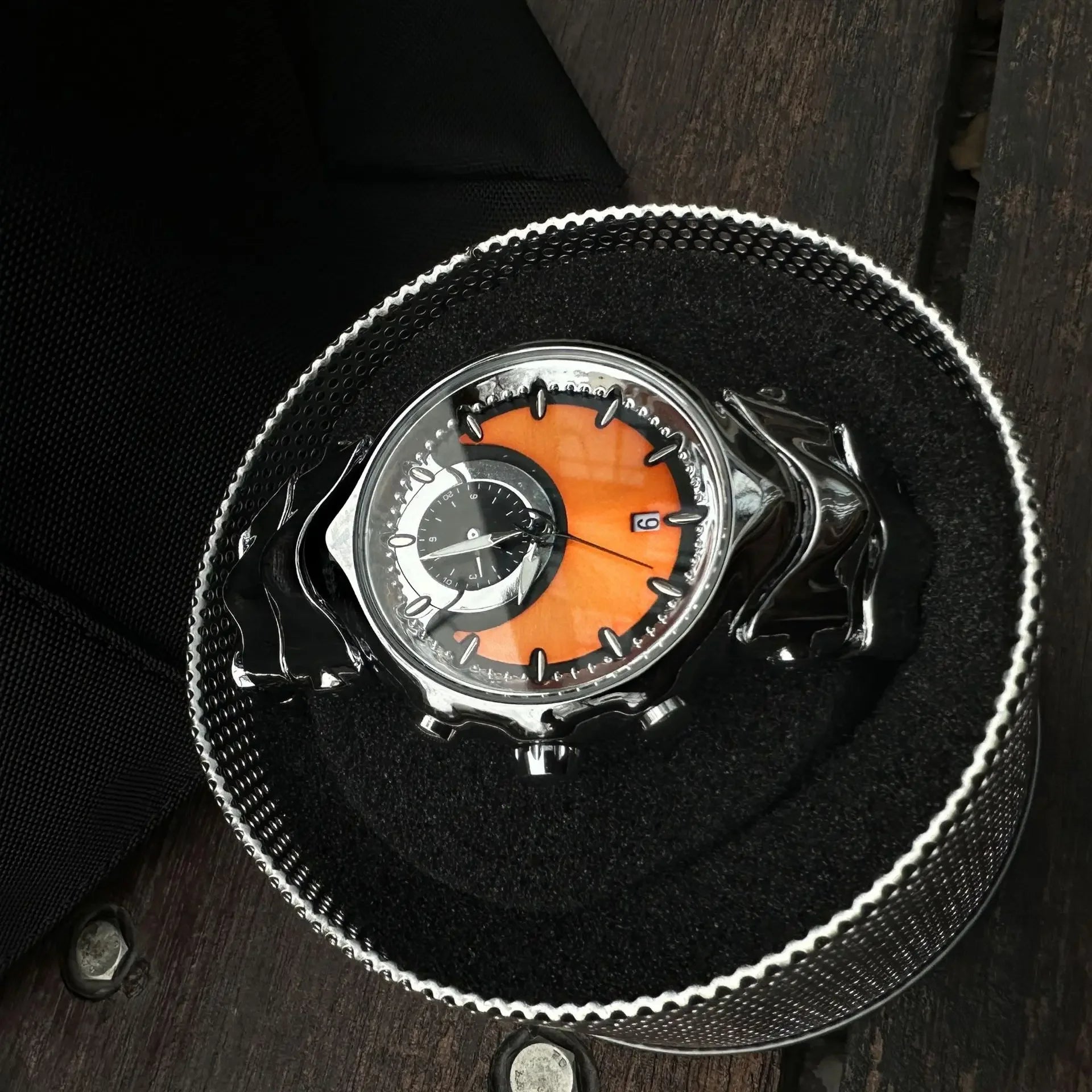 Y2K Creative Black Silver Unique Fake Dial Quartz Watches Men Different Waterproof Watch Man Luminous Steel Watch Male Clock